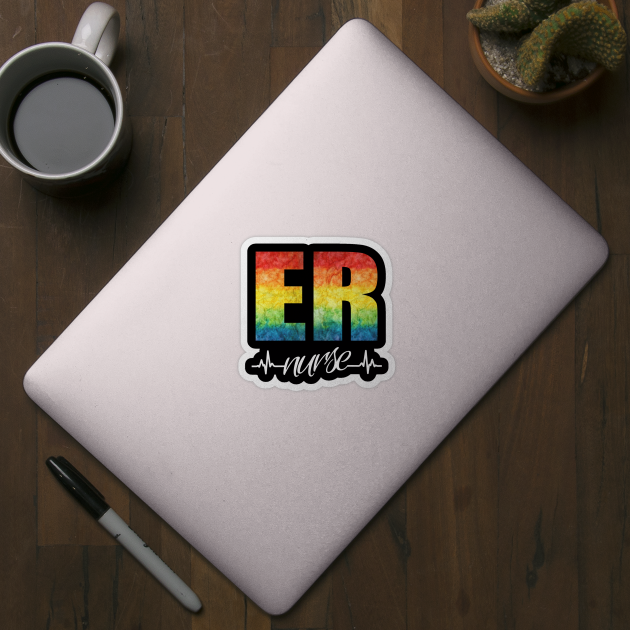 ER Nurse Heartbeat Rainbow by Duds4Fun